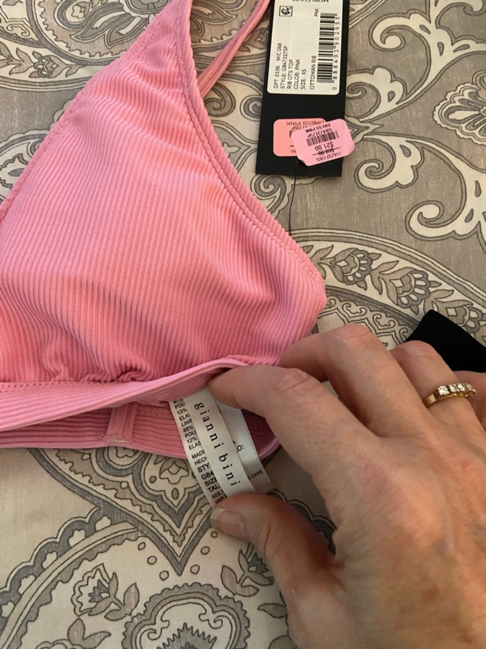 Pink Ribbed Bikini Top - Picture 3 of 3